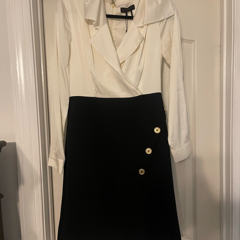 Donna Karan Black‎ A-Line Skirt with Gold Accents